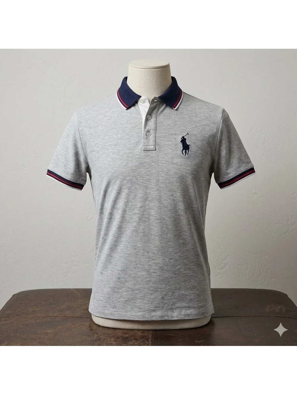 Polo Ralph Lauren Shirt Mens SZ M Gray Custom Slim Fit Big Pony Polo Tee 240